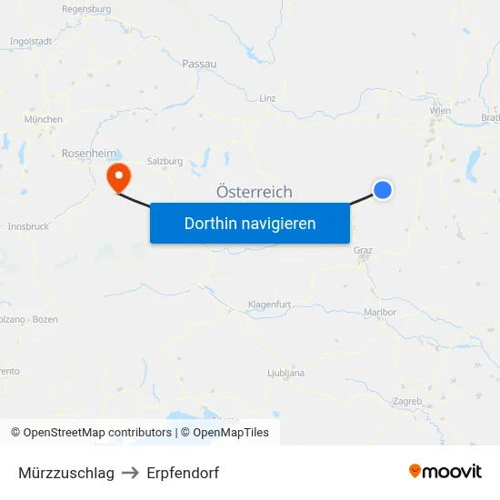 Mürzzuschlag to Erpfendorf map