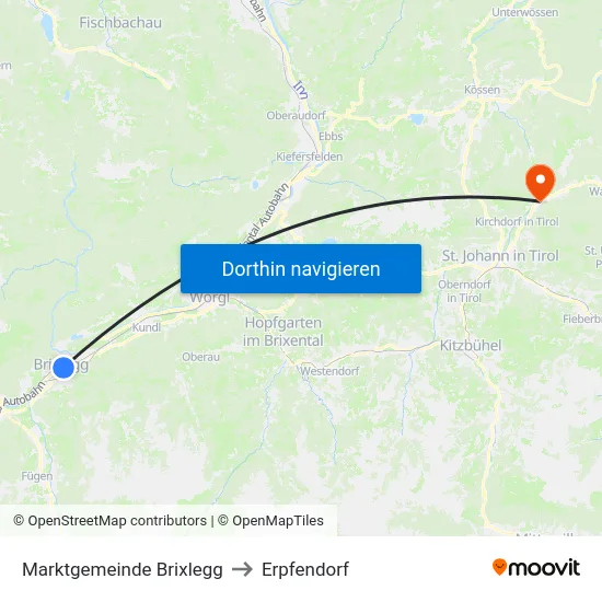 Marktgemeinde Brixlegg to Erpfendorf map