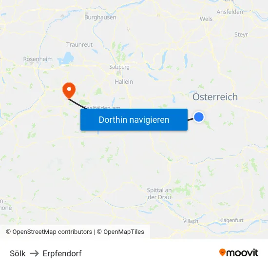 Sölk to Erpfendorf map