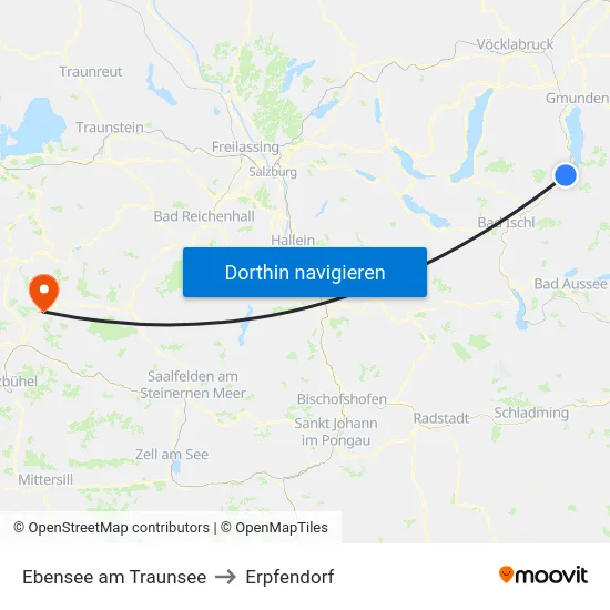 Ebensee am Traunsee to Erpfendorf map