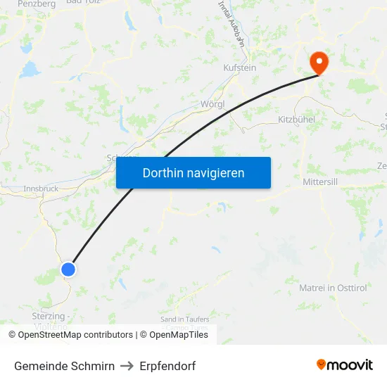 Gemeinde Schmirn to Erpfendorf map