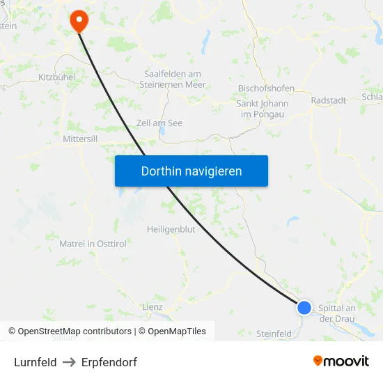 Lurnfeld to Erpfendorf map