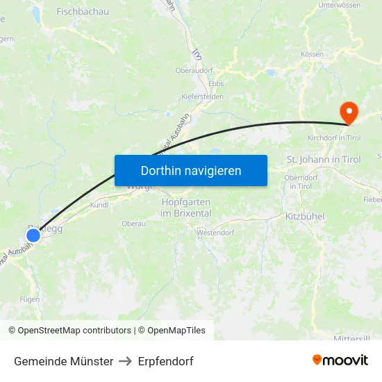 Gemeinde Münster to Erpfendorf map