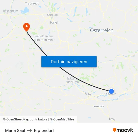 Maria Saal to Erpfendorf map