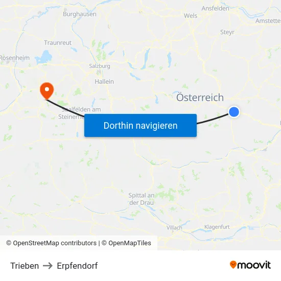 Trieben to Erpfendorf map