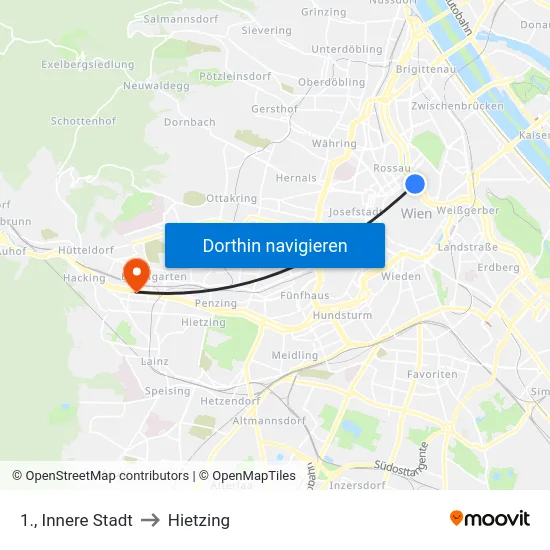 1., Innere Stadt to Hietzing map