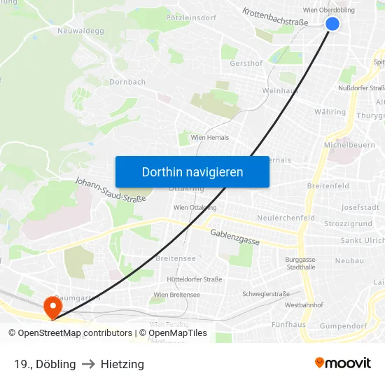 19., Döbling to Hietzing map
