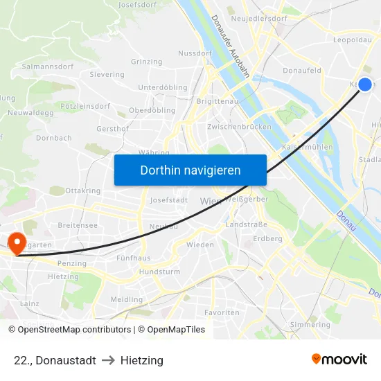 22., Donaustadt to Hietzing map