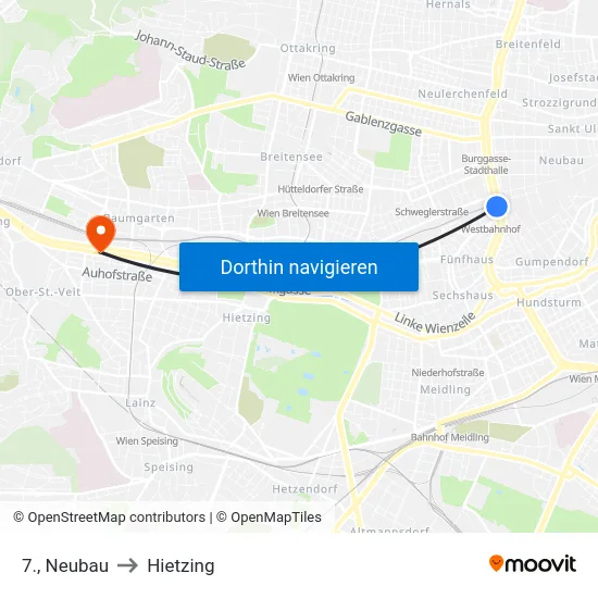 7., Neubau to Hietzing map