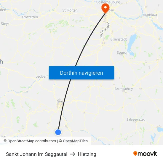 Sankt Johann Im Saggautal to Hietzing map