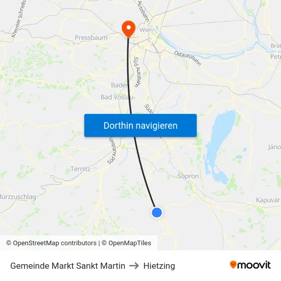 Gemeinde Markt Sankt Martin to Hietzing map