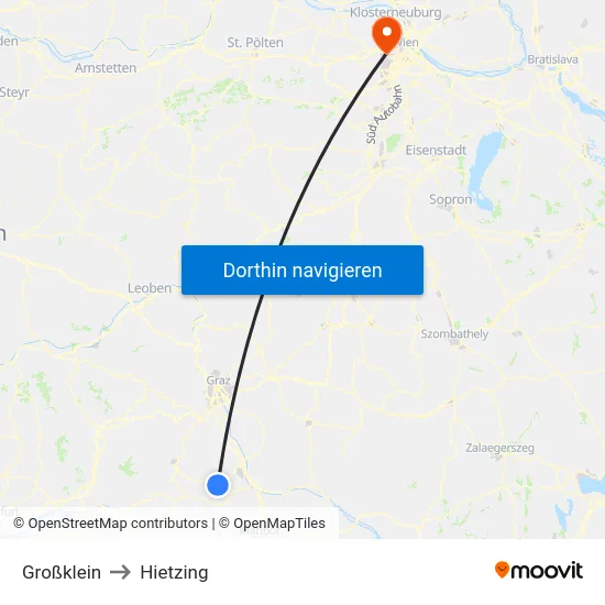 Großklein to Hietzing map
