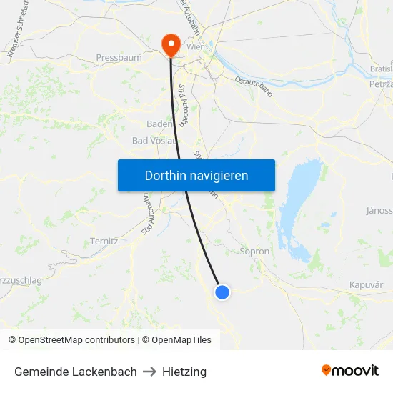 Gemeinde Lackenbach to Hietzing map