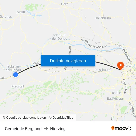 Gemeinde Bergland to Hietzing map