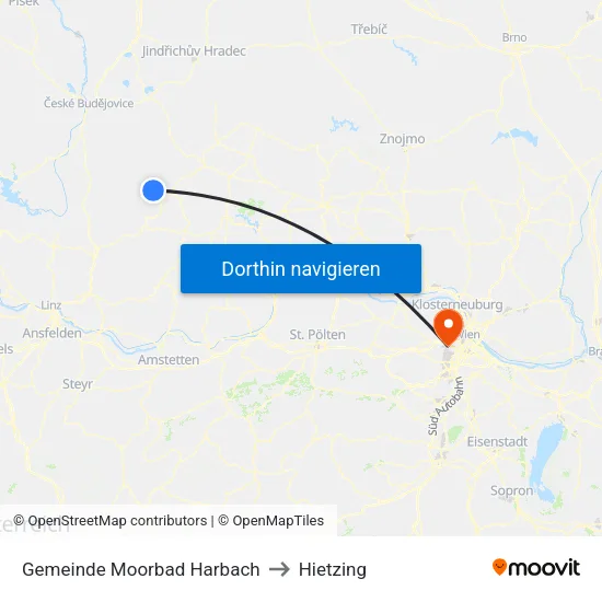 Gemeinde Moorbad Harbach to Hietzing map