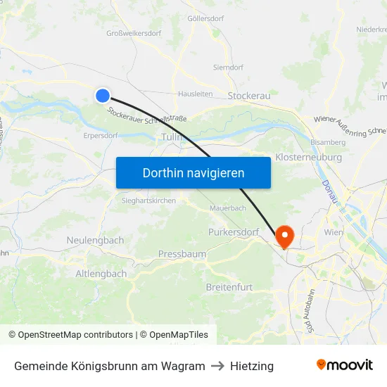 Gemeinde Königsbrunn am Wagram to Hietzing map