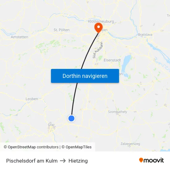 Pischelsdorf am Kulm to Hietzing map