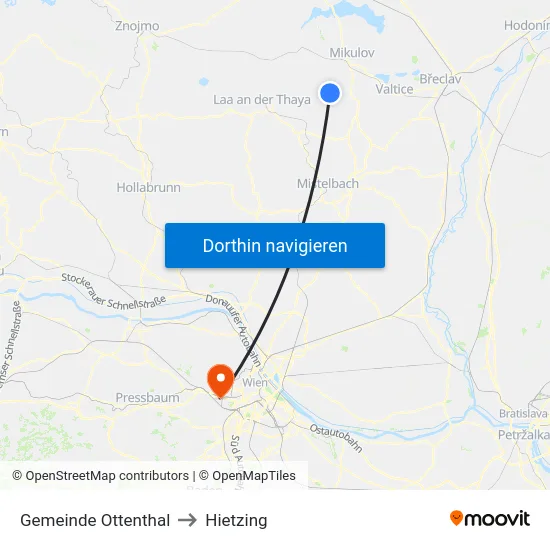 Gemeinde Ottenthal to Hietzing map