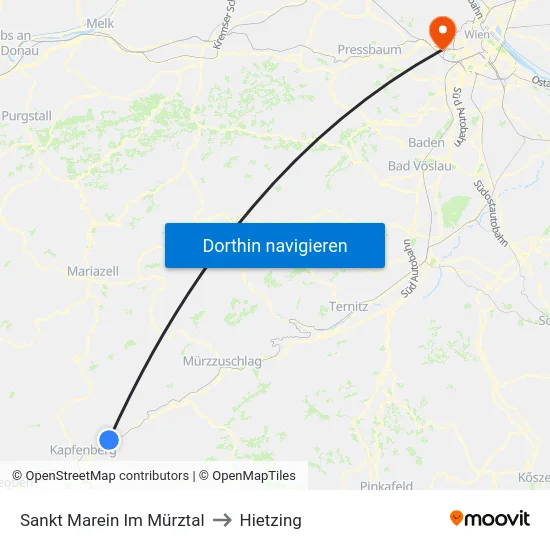 Sankt Marein Im Mürztal to Hietzing map