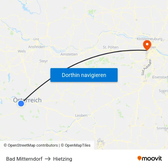 Bad Mitterndorf to Hietzing map