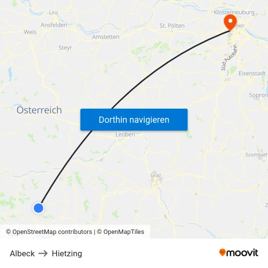 Albeck to Hietzing map