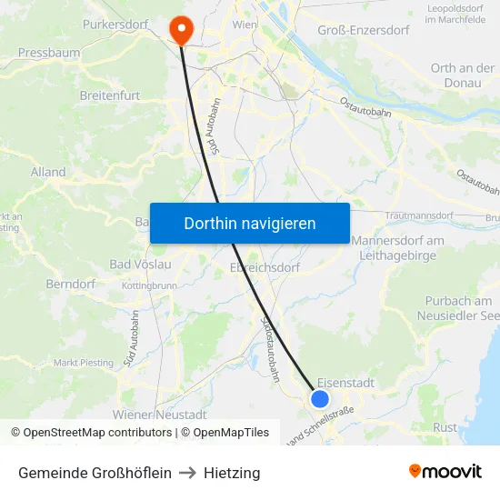 Gemeinde Großhöflein to Hietzing map