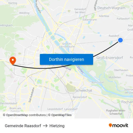Gemeinde Raasdorf to Hietzing map