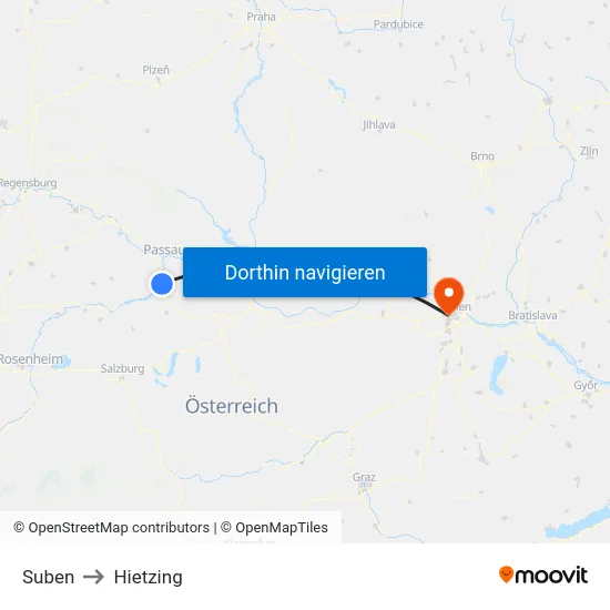 Suben to Hietzing map