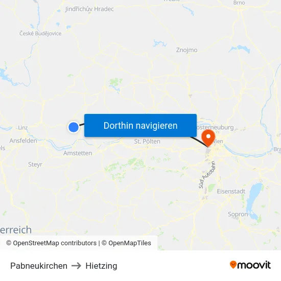 Pabneukirchen to Hietzing map