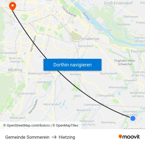 Gemeinde Sommerein to Hietzing map