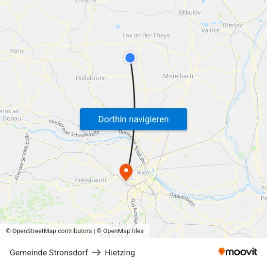 Gemeinde Stronsdorf to Hietzing map