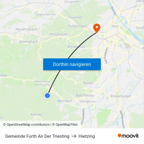 Gemeinde Furth An Der Triesting to Hietzing map