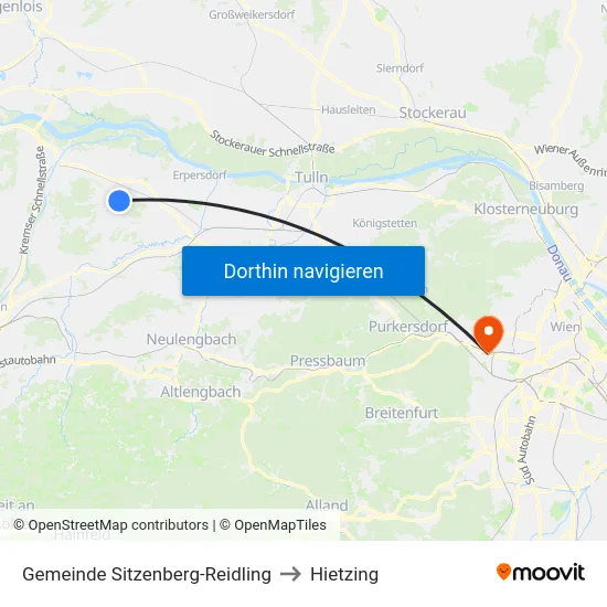 Gemeinde Sitzenberg-Reidling to Hietzing map