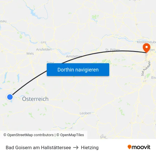 Bad Goisern am Hallstättersee to Hietzing map