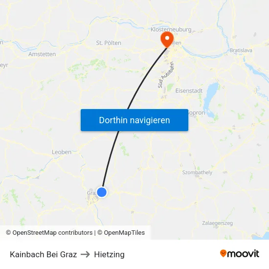 Kainbach Bei Graz to Hietzing map