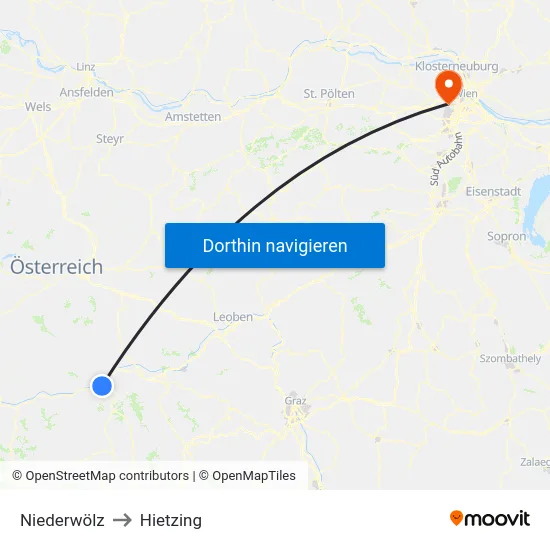 Niederwölz to Hietzing map