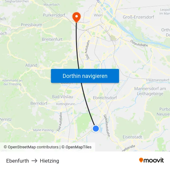 Ebenfurth to Hietzing map