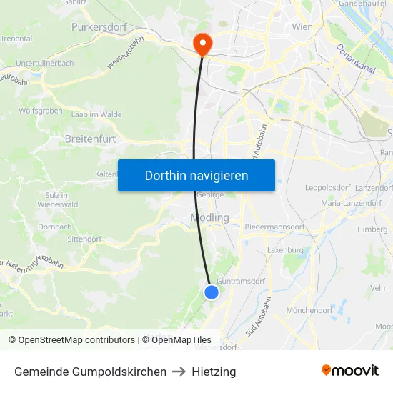 Gemeinde Gumpoldskirchen to Hietzing map