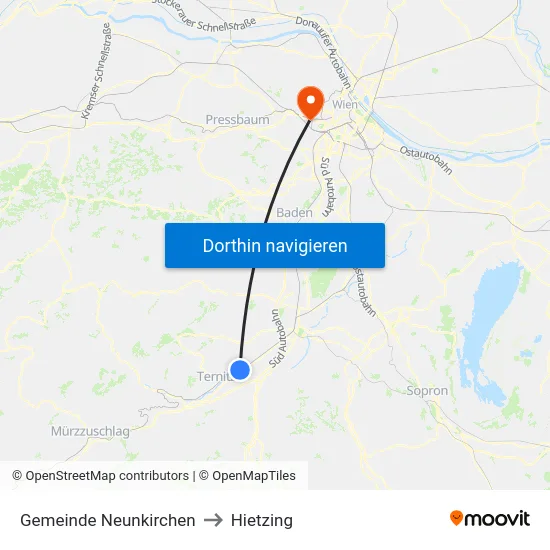 Gemeinde Neunkirchen to Hietzing map