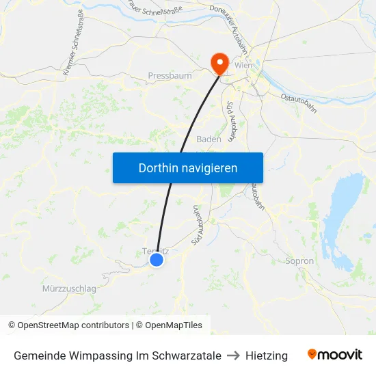 Gemeinde Wimpassing Im Schwarzatale to Hietzing map