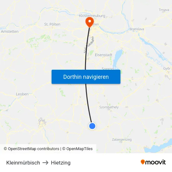 Kleinmürbisch to Hietzing map