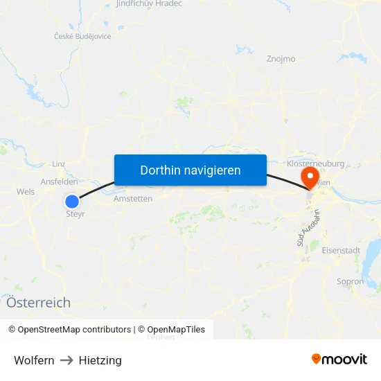 Wolfern to Hietzing map