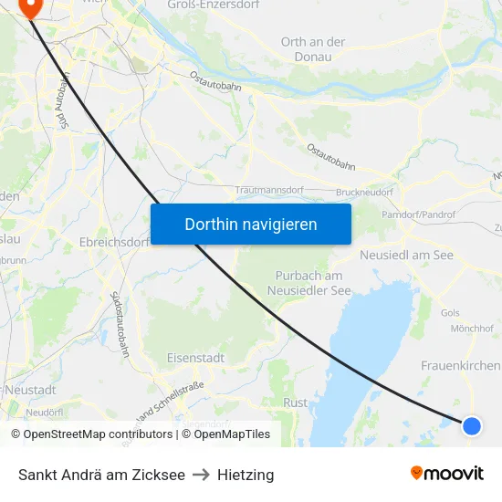 Sankt Andrä am Zicksee to Hietzing map