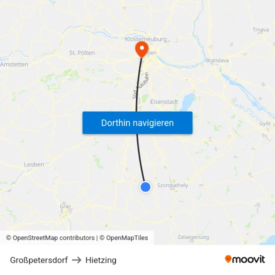 Großpetersdorf to Hietzing map