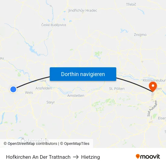 Hofkirchen An Der Trattnach to Hietzing map