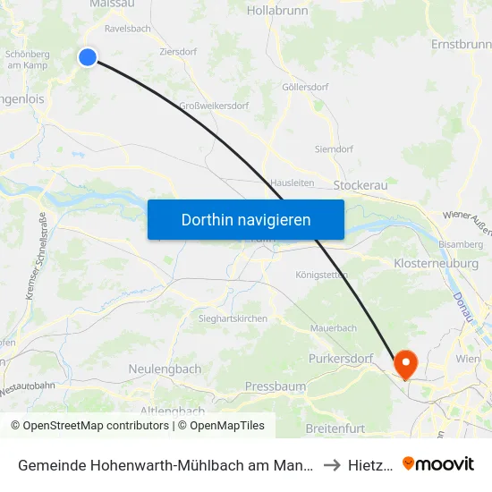 Gemeinde Hohenwarth-Mühlbach am Manhartsberg to Hietzing map