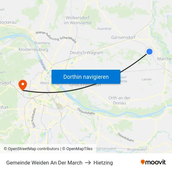 Gemeinde Weiden An Der March to Hietzing map
