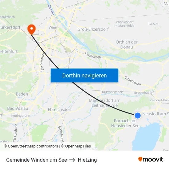 Gemeinde Winden am See to Hietzing map