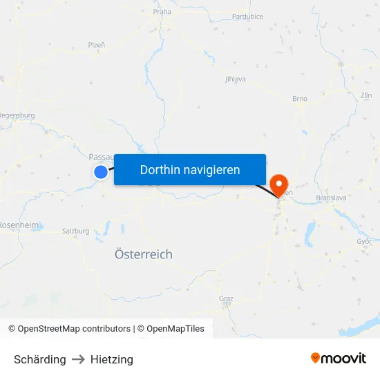 Schärding to Hietzing map