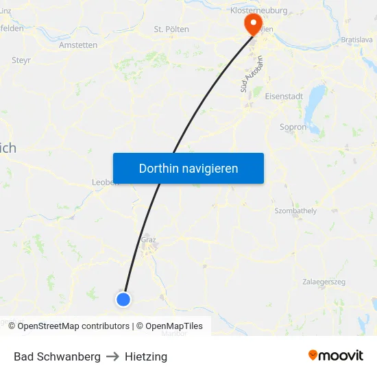 Bad Schwanberg to Hietzing map